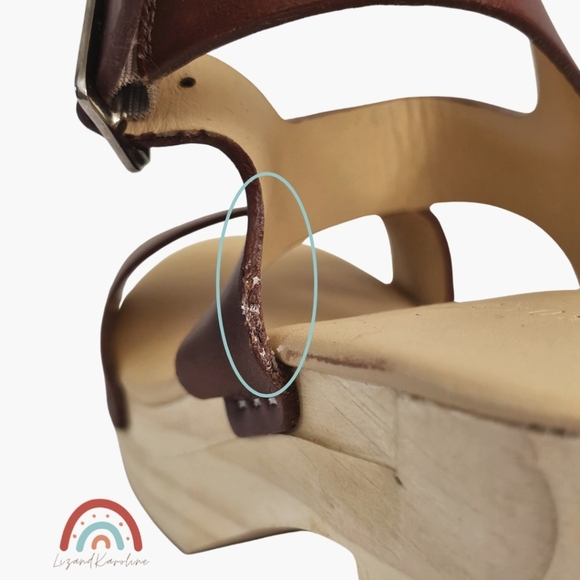 New! Nisolo All Day Open Toe Clog Leather Wood Chunky Platform Sandals in Brandy - Picture 10 of 16